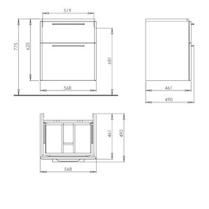 Koupelnová skříňka s umyvadlem Kolo Kolo 60x48,5x71 cm dub šedý SIKONKOT60DS