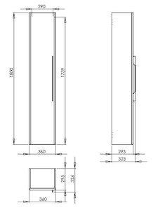 Koupelnová skříňka vysoká Kolo Kolo 36x29,5x180 cm dub šedý SIKONKOTVSDS