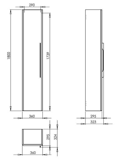 Koupelnová skříňka vysoká Kolo Kolo 36x29,5x180 cm dub šedý SIKONKOTVSDS