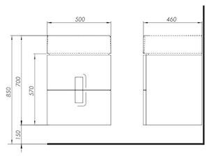 Koupelnová skříňka s umyvadlem Kolo Twins 50x57 cm grafit stříbrný SIKONKOTW502SG
