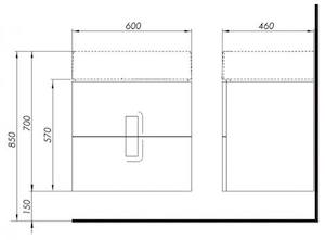 Koupelnová skříňka s umyvadlem Kolo Twins 60x70 cm grafit stříbrný SIKONKOTW602SG