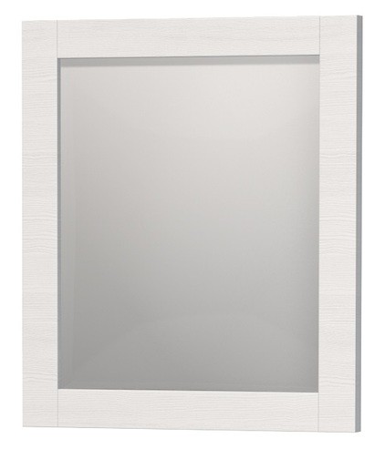 Obdélníkové zrcadlo o rozměru 60x70 cm. Rám zrcadla v bílé barvě. Orientace zrcadla na šířku.