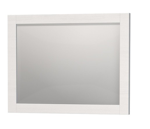 Obdélníkové zrcadlo o rozměru 90x70 cm. Rám zrcadla v bílé barvě. Orientace zrcadla na šířku.