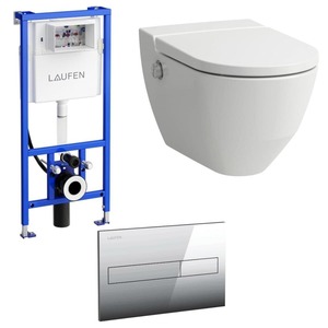 Akční balíček Laufen NAVIA závěsné WC + podomítkový modul + WC tlačítko chrom matné + reproduktor