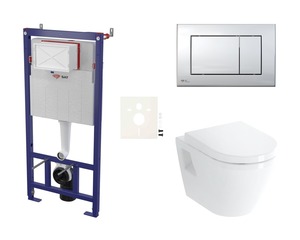 Cenově zvýhodněný závěsný WC set SAT do lehkých stěn / předstěnová montáž+ WC VitrA Integra SIKOSSINTBO21K