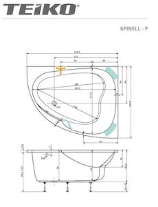 Asymetrická vana Teiko Spinell 160x125 cm akrylát pravá V110160R04T02001