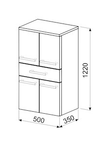 Koupelnová skříňka vysoká Naturel Ratio 50x122x35 cm bílá lesk SS501Z4DPU9016G