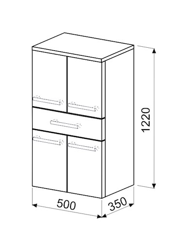 Koupelnová skříňka vysoká Naturel Ratio 50x122x35 cm bílá lesk SS501Z4DPU9016G