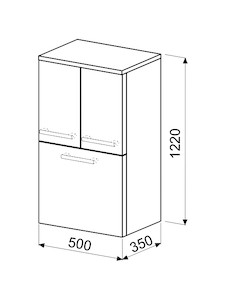 Koupelnová skříňka vysoká Naturel Ratio 50x122x35 cm bílá lesk SS502DK9016G