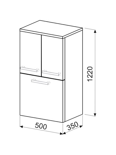 Koupelnová skříňka vysoká Naturel Ratio 50x122x35 cm bílá lesk SS502DK9016G