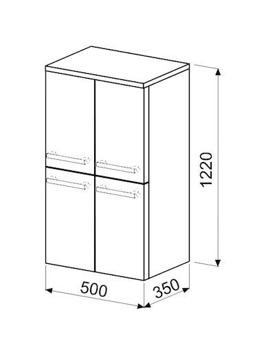 Koupelnová skříňka vysoká Naturel Ratio 50x122x35 cm bílá lesk SS504D9016G
