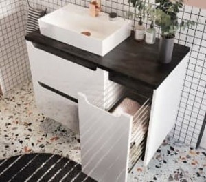 Koupelnová skříňka nízká s košem na prádlo plnovýsuv s dotahem Naturel Stilla 30x60x45 cm bílá lesk STILLAA03001KOS