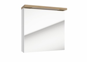Nástěnná zrcadlová skříňka s LED osvětlením o rozměru 60x60 cm. Rám zrcadla v bílé barvě. Dvířka mají levé i pravé otevírání. Výrobek je dodáván v rozloženém stavu včetně montážního návodu.