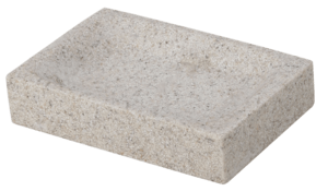 SIKO elegantní volně stojící mýdlenka SUPERA z polyresinu, je díky svému jedinečnému designu vhodný doplněk do koupelnového konceptu kámen.