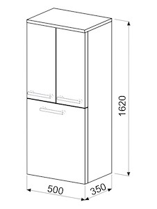 Koupelnová skříňka vysoká Naturel Ratio 50x162x35 cm bílá lesk SV502DK9016G