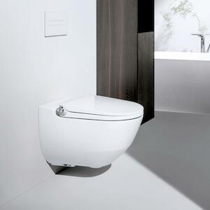 Akční balíček Laufen RIVA závěsné WC + podomítkový modul + WC tlačítko bílé + hodinky SIKOSLRI000