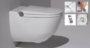 Akční balíček Laufen RIVA závěsné WC + podomítkový modul + WC tlačítko chrom lesk + hodinky SIKOSLRI004