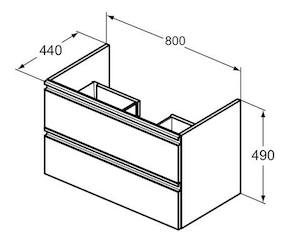 Koupelnová skříňka pod umyvadlo Ideal Standard Tesi 80x44x49 cm světle šedá lesk T0051PH
