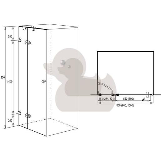 Sprchové dveře Anima T-Glass jednokřídlé 100 cm, čiré sklo, chrom profil TGD2100T