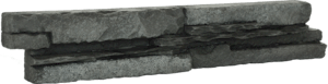 Kamenný obklad z betonu svým vzhledem a strukturou věrně imituje přírodní kámen v černé barvě o rozměru 6,7x37,5 cm.