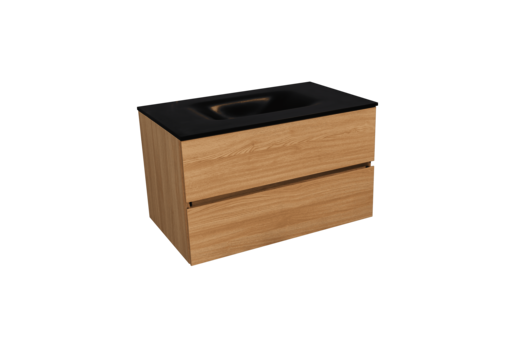 Koupelnová skříňka s umyvadlem černá mat Naturel Verona 66x51,2x52,5 cm světlé dřevo VERONA66CMSD