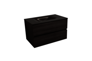Koupelnová skříňka s umyvadlem černá mat Naturel Verona 66x51,2x52,5 cm tmavé dřevo VERONA66CMTD