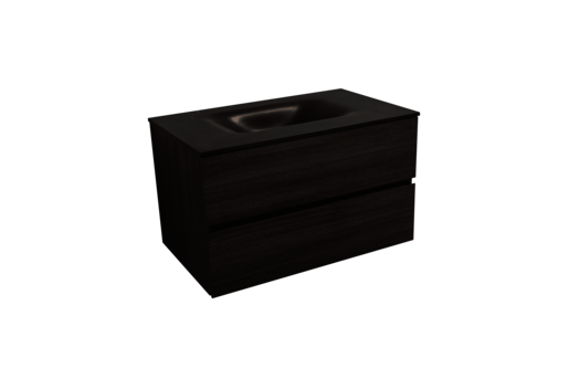 Koupelnová skříňka s umyvadlem černá mat Naturel Verona 86x51,2x52,5 cm tmavé dřevo VERONA86CMTD