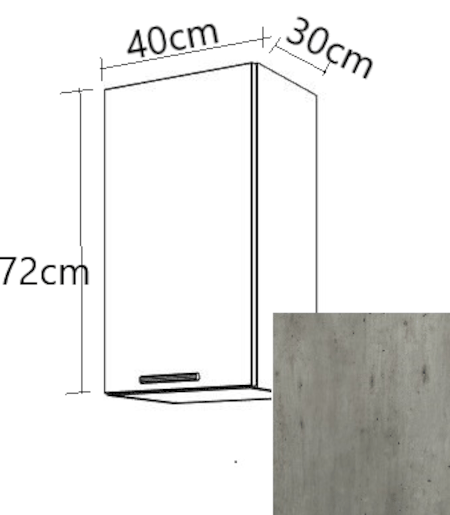 Kuchyňská skříňka s dvířky horní Naturel Gia 40x72 cm beton W4072BE