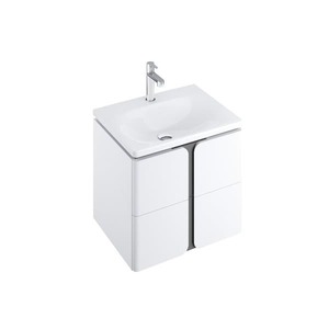 Závěsná koupelnová skříňka pod desku v bílé barvě s lesklým povrchem o rozměru 50x50x46 cm. s povrchem z MDF desky Dvířka mají levé i prvé otevírání.