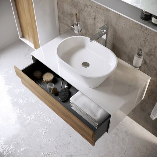Koupelnová skříňka pod umyvadlo Ravak Step 100x30,5x54 cm Bílá/ořech lesk X000001418