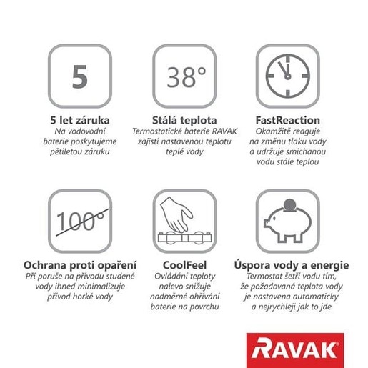 Sprchová baterie Ravak PURI 150mm, termostatická PU033.00/150 X070116