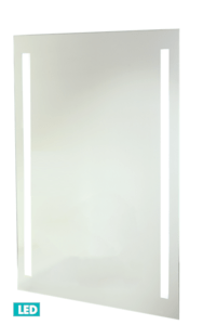 Obdélníkové zrcadlo s LED osvětlením se senzorem o rozměru 60x80 cm. Barevná teplota osvětlení je 6 000 K (chladnější bílá). S krytím IP44, je chráněno proti stříkající vodě. Orientace zrcadla na výšku.