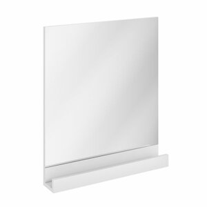 Obdélníkové zrcadlo s poličkou o rozměru 55x75 cm. Rám zrcadla v bílé barvě. Orientace zrcadla na výšku.