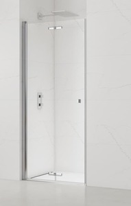 Sprchové dveře včetně nikového profilu v lesklém chromu, výplň je z čirého skla bez dekoru. Produkt je opatřen povrchovou úpravou Easy Clean, která usnadňuje čistění a minimalizuje usazování vodního kamene. Zalamovací systém otevírání. Určení - levá i pravá orientace.